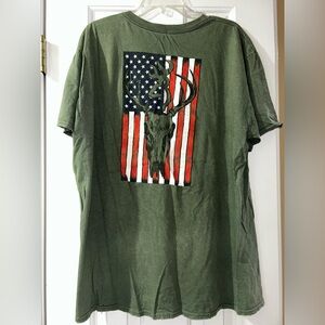 Browning Olive Graphic Tee with Deer and American Flag size L